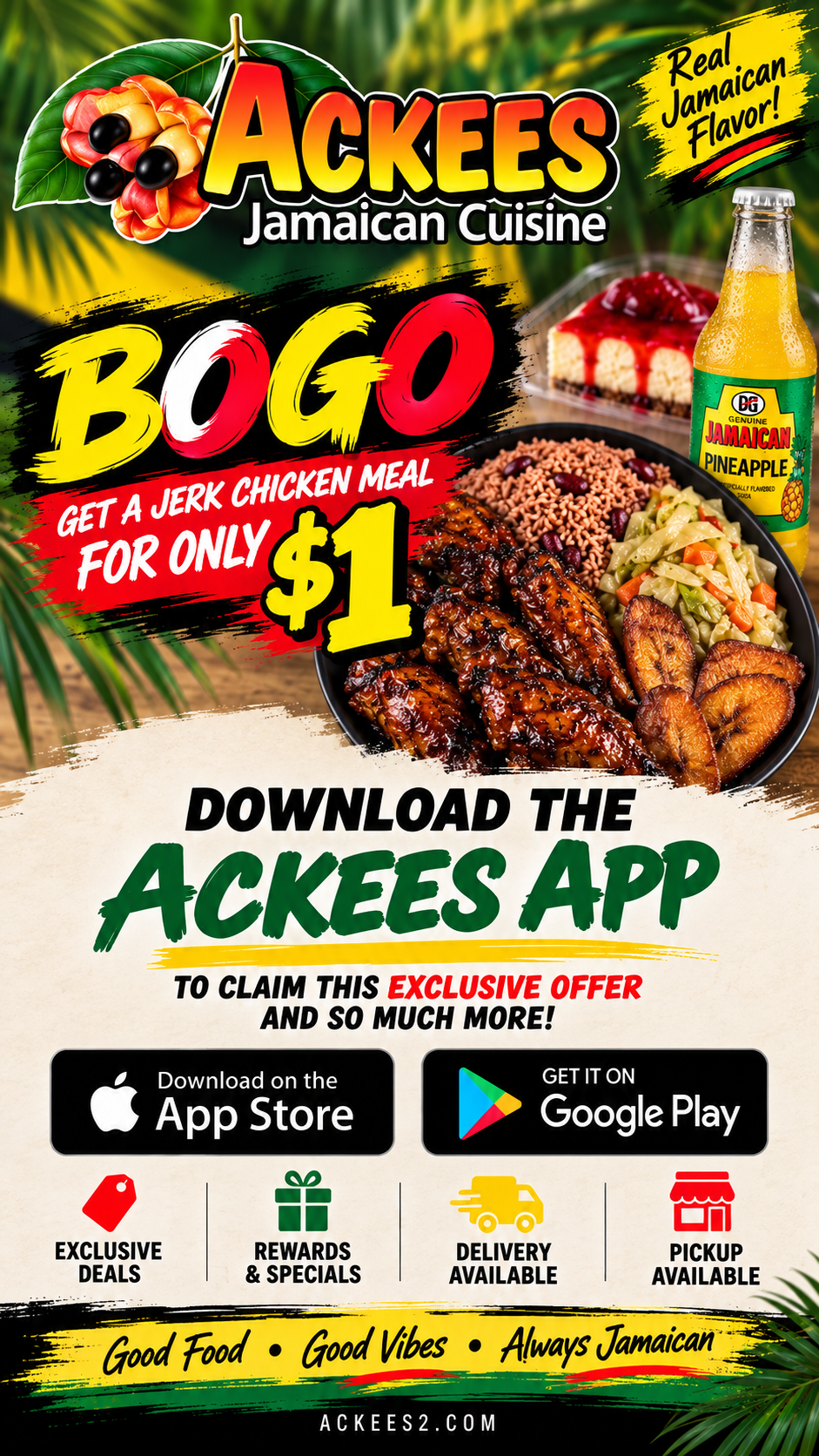 Ackees BOGO $1 app-exclusive offer